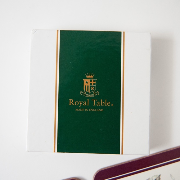 Vintage English Roses & Ribbons Floral Cork Coasters - Set of 4 - Picture 3 of 7